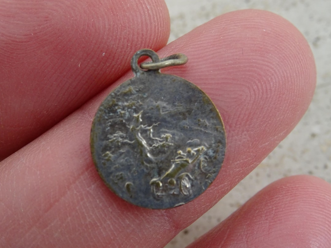Religious Antique French Catholic Silver Plated Medal Pendant Medallion ...