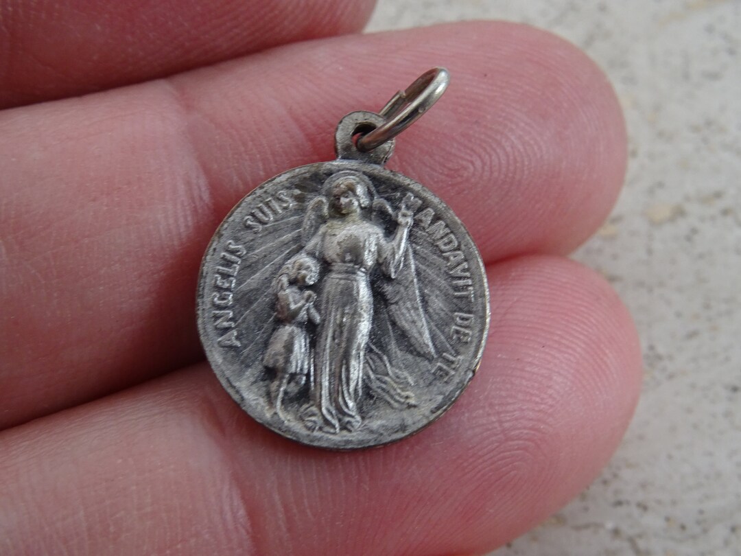 Religious Antique French Silver Plated Catholic Medal Pendant Medallion ...