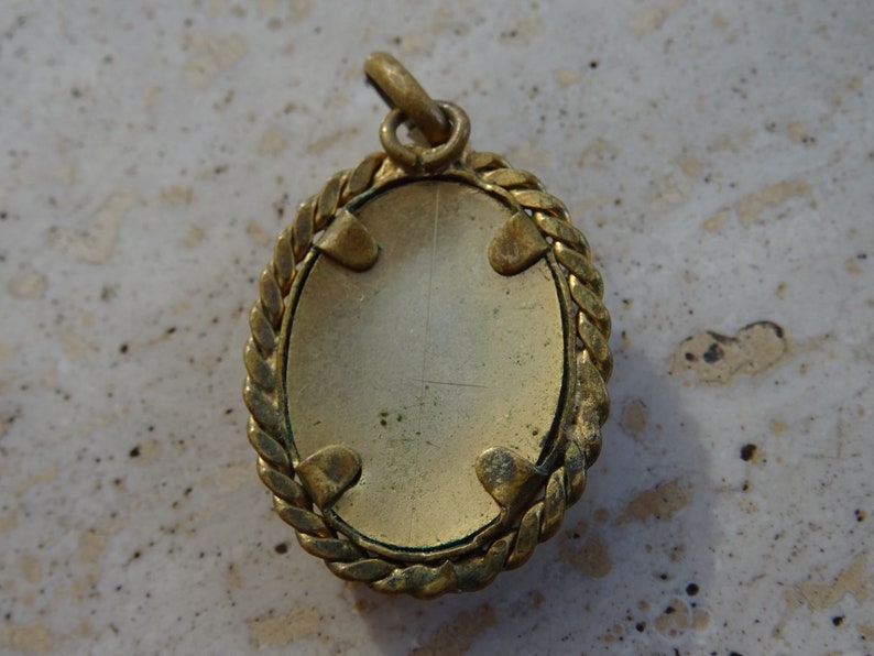 Antique French vermeil gold plated opaline camee medal pendant medallion charm of a French woman. 15 C image 5