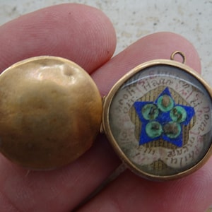 Religiöse antike katholische französische Theka-Schrein-Medaillon-Medaille mit dem Reliquienreliquiar des Heiligen S. Joanae Vid. ( Witwe ) von Valois und Milu. P44