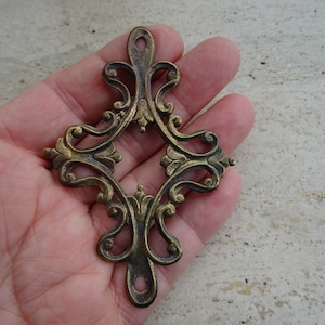 Religious vintage French Christian copper crucifix pendant cross pectoral cross. ( B 2 )