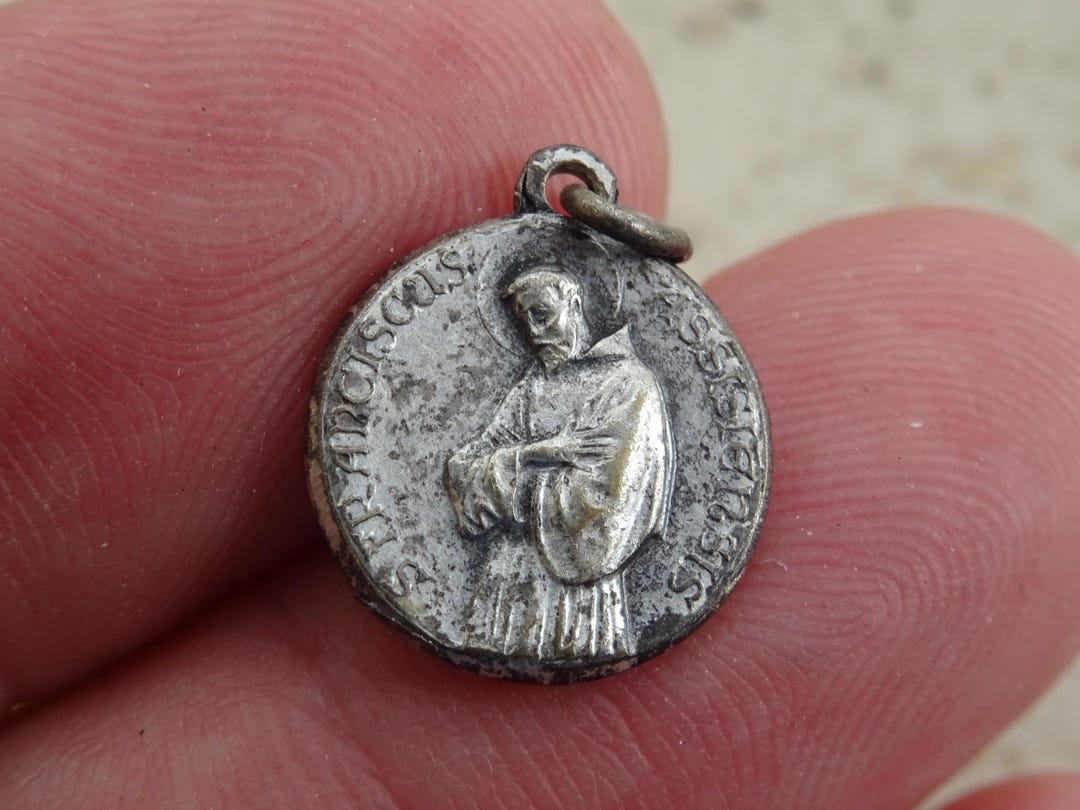 Religious Antique French Silver Plated Catholic Medal Pendant Medallion ...