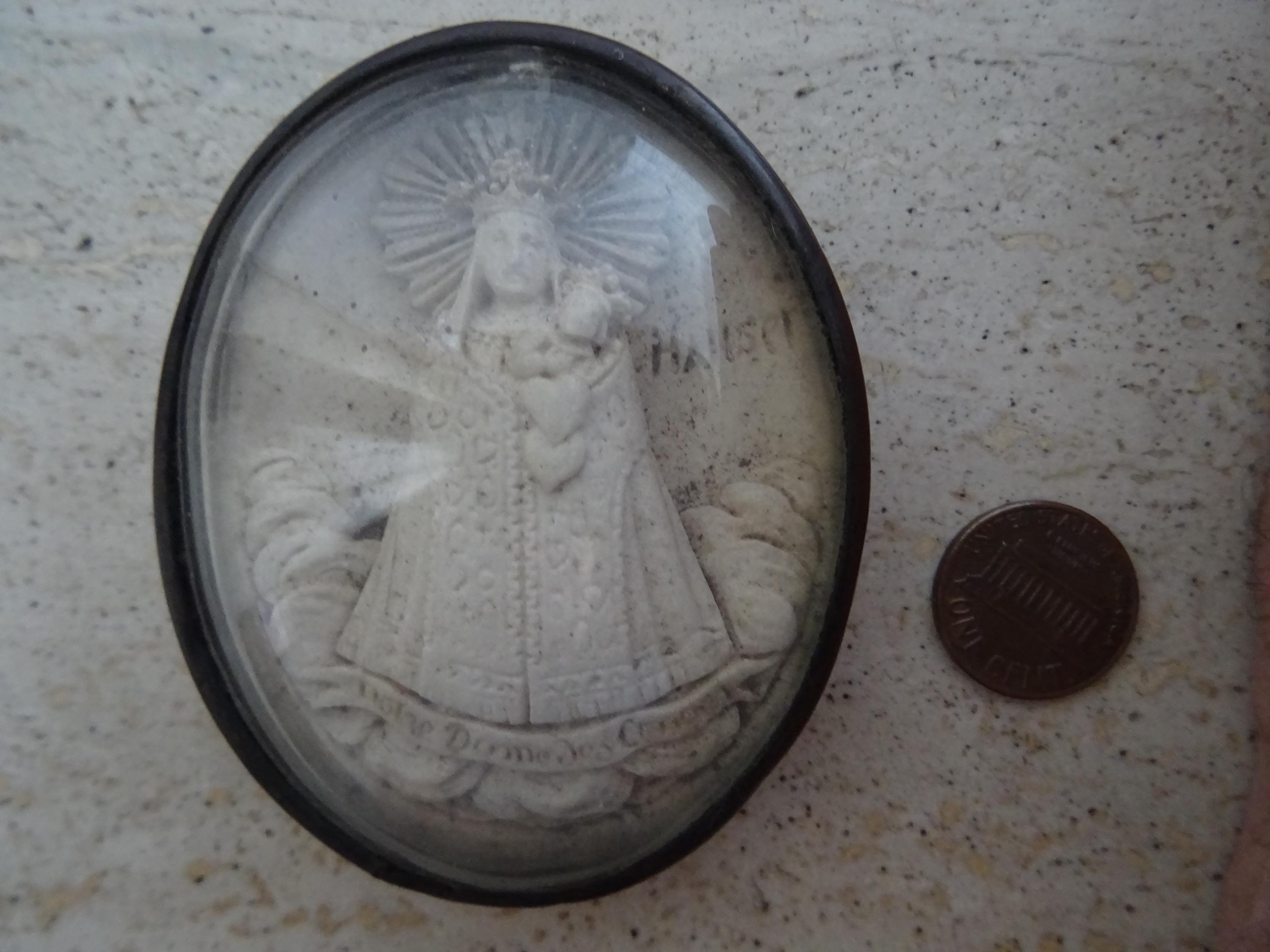 Religious Antique French Catholic Copper Meerschaum of Holy Virgin Mary ...