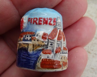 Vintage vingerhoed vingerhoed souvenir van Florence Firenze met Pontevecchio in Italië. ( 28 )