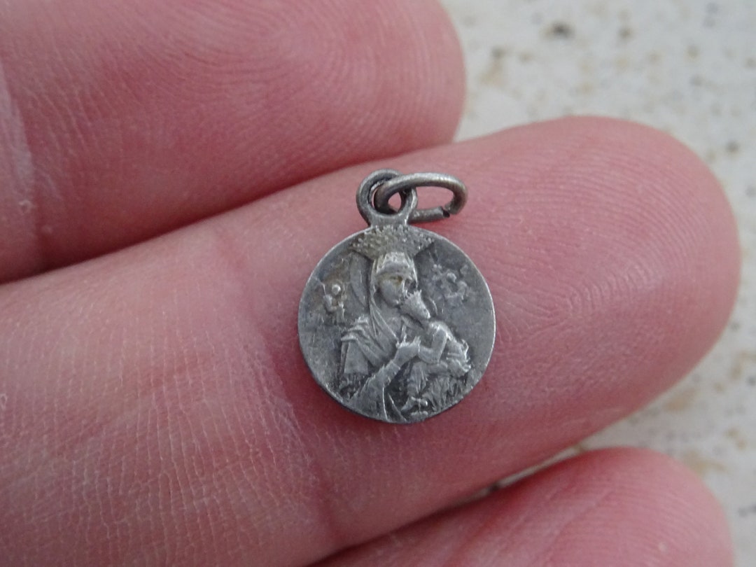 Religious Antique French Catholic Silver Plated Medal Charm Pendant ...