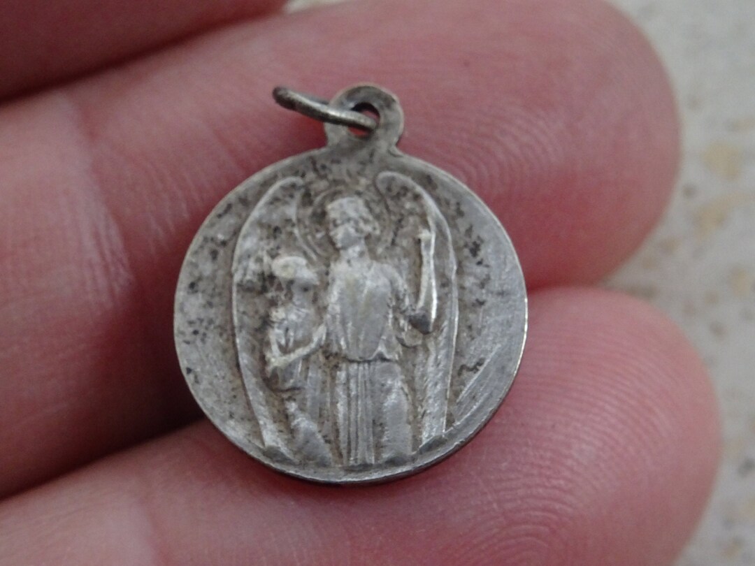Religious Antique French Silver Plated Catholic Medal Pendant Medallion ...