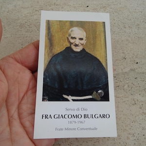 Religiöse katholische Karte Schrein Reliquiar Relikt aus dem Tuch des Seligen Giacamo Bulgaro. (V11)