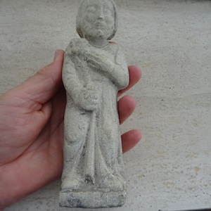 Religiöse antike französische katholische Statue aus Stein Heiliger Jesus Christus unser Herr. K