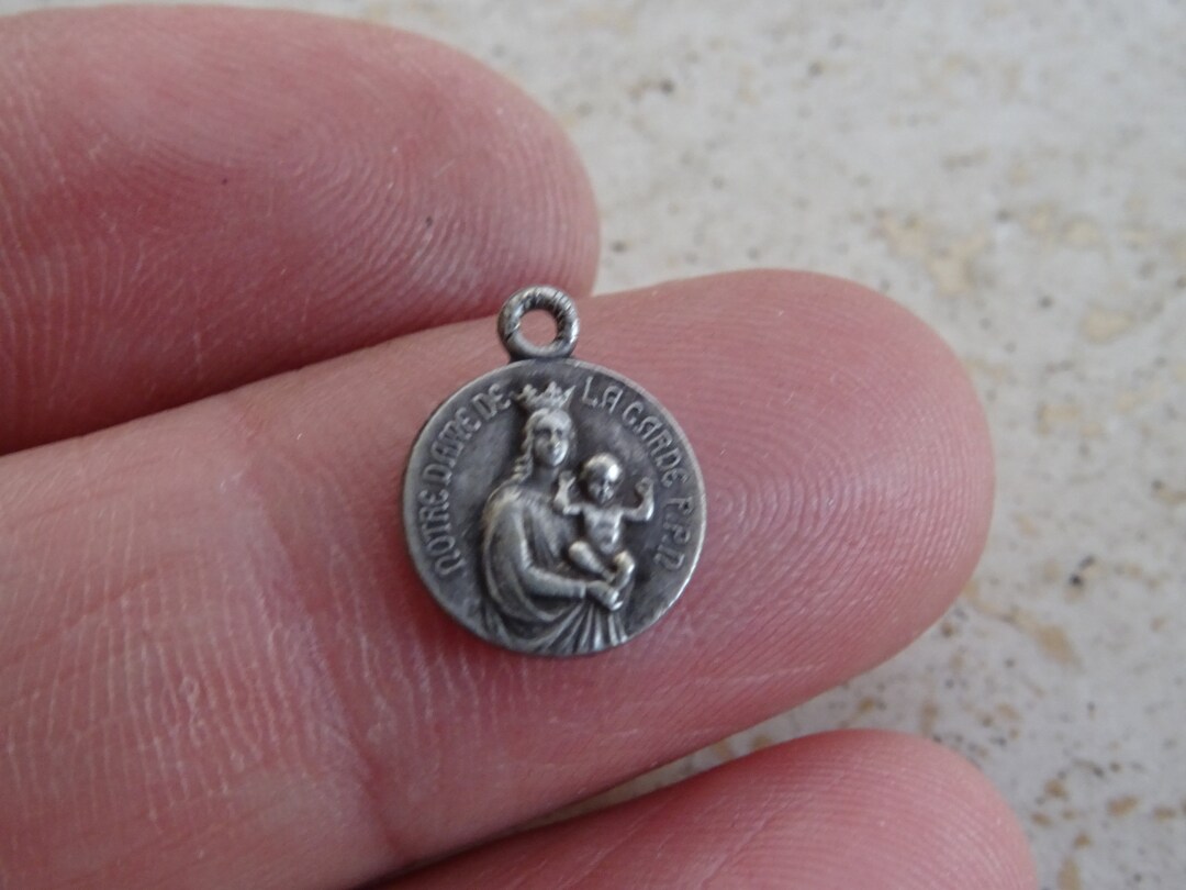 Religious Antique French Catholic Silver ( MARKED ) Medal Charm Pendant ...