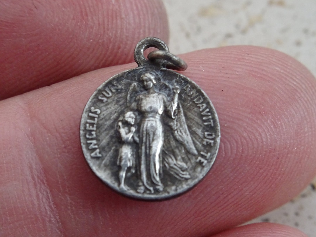 Religious Antique French Silver Plated Catholic Medal Pendant Medallion ...