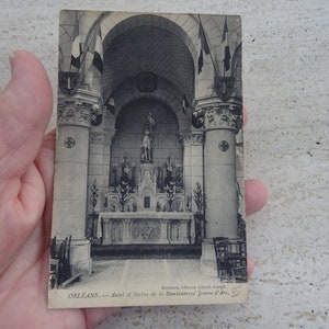 Antigua postal francesa usada con estatua de Juana de Arco Juana de Arco con espada de recuerdo de Orleans. ( G 5 )