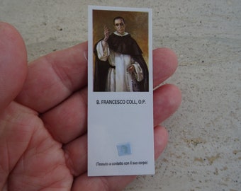 Religious catholic card shrine reliquary with relic of the cloth of Blessed Saint Francesco Coll. ( FF 18 )