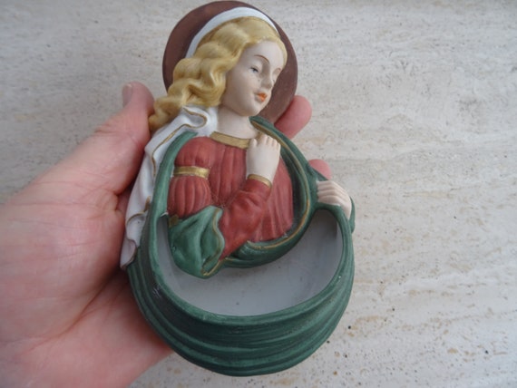 ヴィンテージ 『導きの聖母子』 陶器飾り マリア様 イエス・キリスト