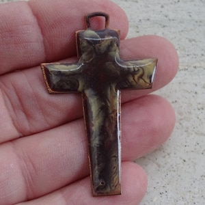 Religious copper enameled catholic crucifix pendant cross pectoral cross rosary necklace cross.  ( Q 12  )