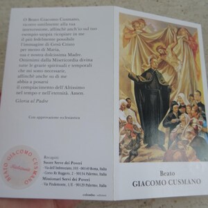 Religiöse katholische Karte Schrein Reliquiar Relikt aus dem Tuch des Seligen Heiligen Giacamo Cusmano. ( X X 35 )