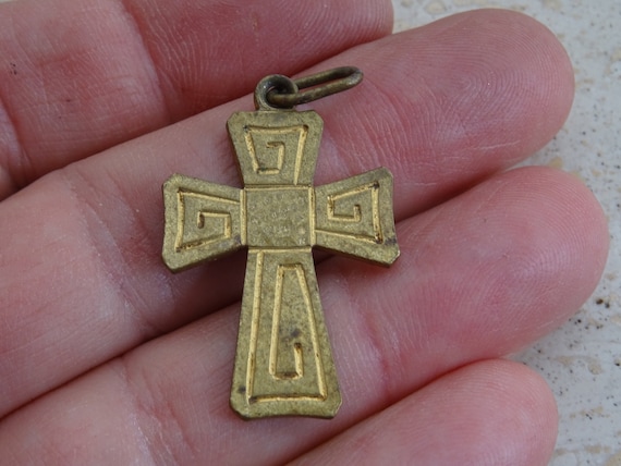 Pendentif Croix Religieuse Plaqué Or - Vintage, Occasion, Bon état Général