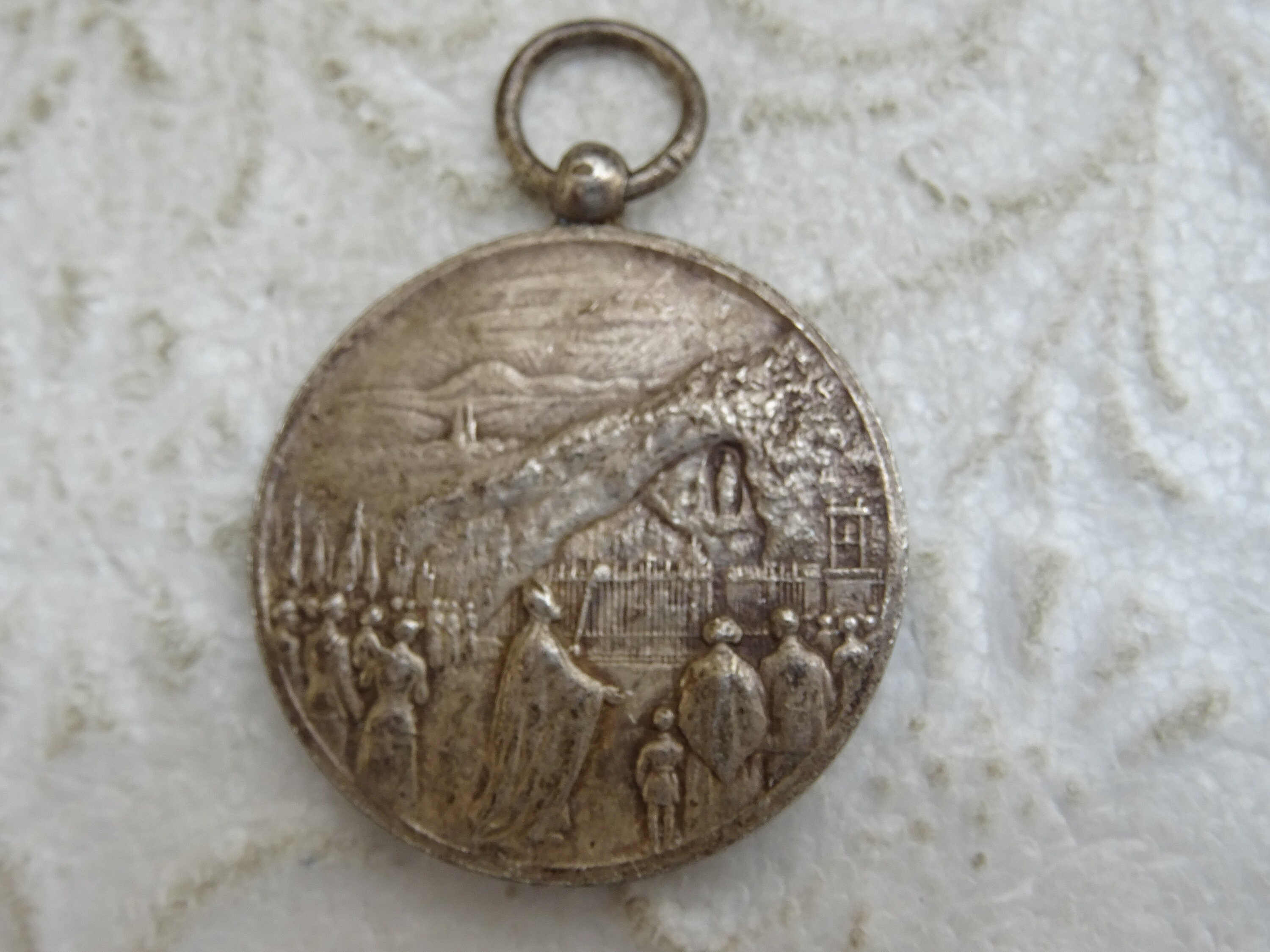 Rare Antique Religious Silvered Medal Charm Pendant of Holy Virgin Mary ...