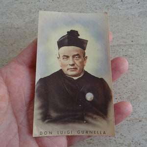 Religiöse katholische Karte Schrein Reliquienreliquie des Tuches des seligen Heiligen Luigi Guanella. (FF 23)