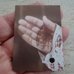 Religious catholic card shrine with photo of Padre Father Pio and his Stimata with inside a piece of cloth touched to his cuffin.  PP 2