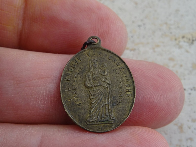 Religious Antique Catholic Copper Medal Pendant Medallion Etsy