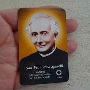 Religiöse katholische Karte Schrein Reliquiar Relikt aus dem Tuch des Seligen Saint Francesco Spinelli. ( XX 14 )