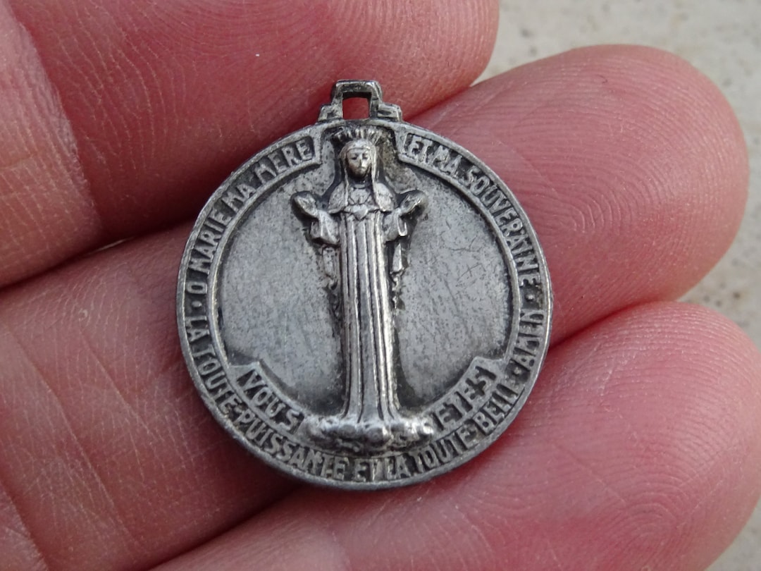 Vintage Medal Pendant Charm of Notre Dame De Beauraing, Our Lady of ...
