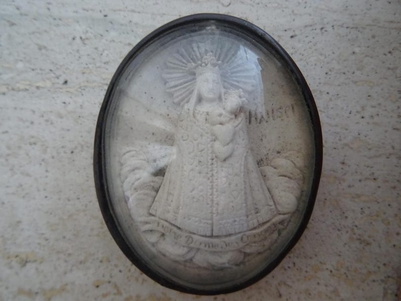 Religious Antique French Catholic Copper Meerschaum of Holy Virgin Mary ...