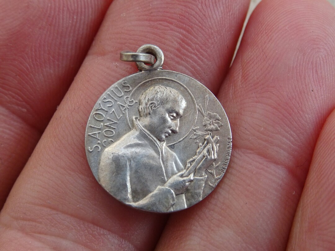 Religious Antique Silvered French Catholic Miraculous Medal Pendant