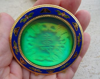 Religious vermeil gold plated enamelled altar chapel with holograph hologram of 福 (fú) happiness luck and fortune. ( 10 )