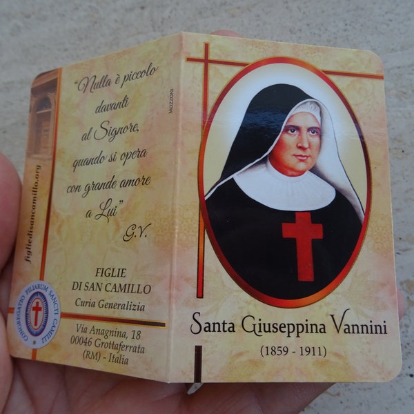 Religious catholic card shrine reliquary relic of the cloth of Blessed Saint Giuseppina Vannini. ( FF 34 )