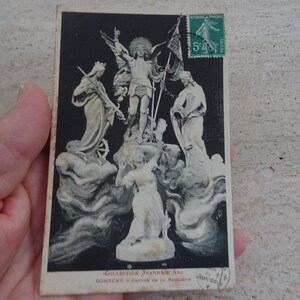 Antigua postal francesa usada con estatua de monumento de Juana de Arco, recuerdo de Juana de Arco de Domremy. ( G 37 )