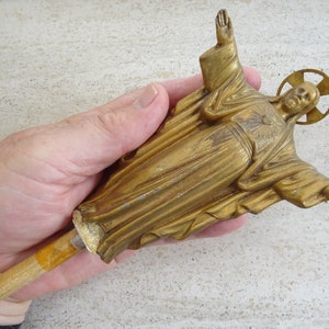 Religious antique French catholic vermeil gold plated ledden statue figurine of Holy Child Jesus Christ. ( D 32 )