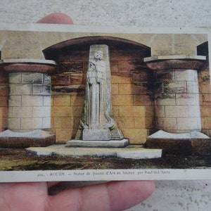Antike französische gebrauchte Postkarte mit Statue Jeanne d'Arc Jeanne d'Arc-Andenken von Rouen. G41