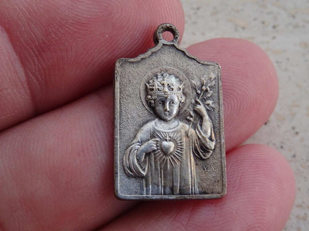 Religious Antique French Silver Plated Catholic Medal Pendant Holy ...