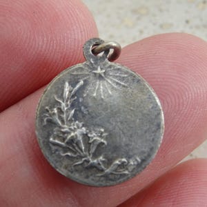 Religious antique catholic French silver plated medal pendant medallion Holy charm of Saint Anthony of Padua. ( 33 )