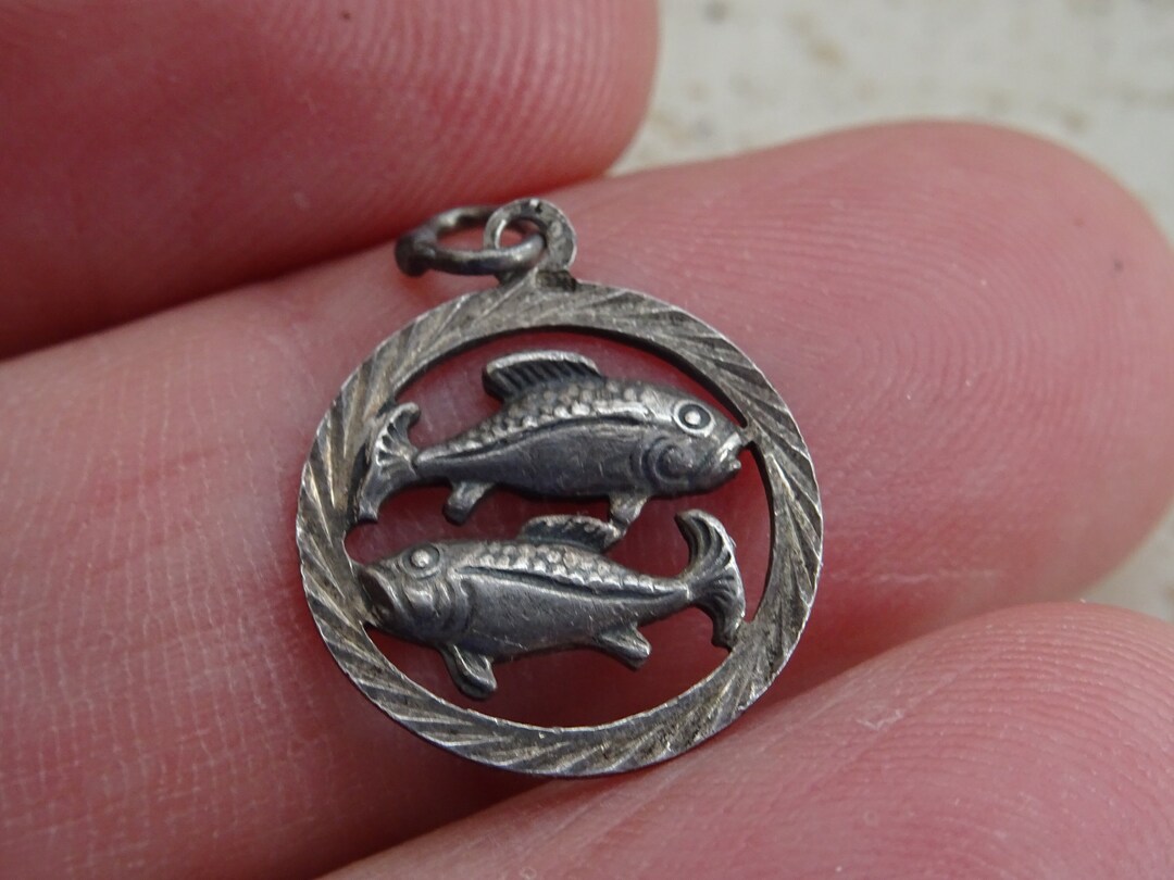 Vintage Silver Zodiac Constellation Medal Pendant Medallion Charm Sign ...