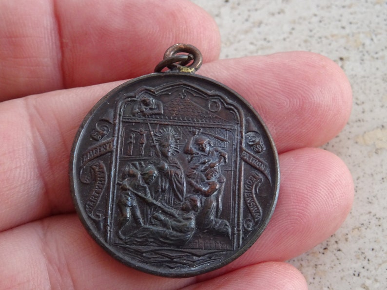 Big Antique Religious Copper Catholic Medal Medallion Holy Etsy