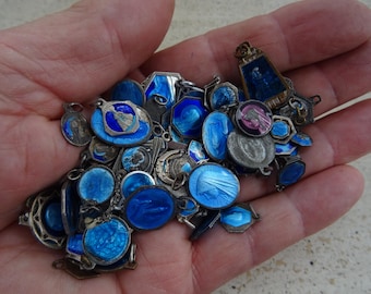 100 Religious antique French silvered catholic enameled medals charms pendants medallions Holy charms.  ( 10 )