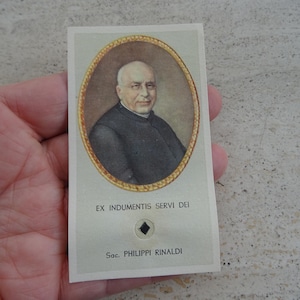 Religiöse katholische Karte Schrein Reliquiar Relikt aus dem Tuch des Seligen Heiligen Philippi Rinaldi. (ZZ-36)