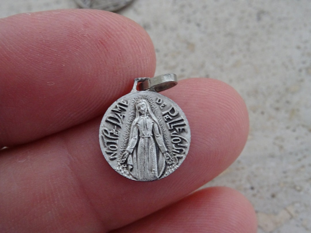 Religious French Silver Plated Medal Pendant Charm Medallion of Holy ...