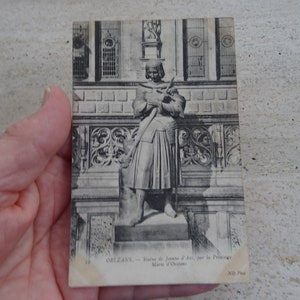 Antigua postal francesa usada con estatua de Juana de Arco Joan recuerdo de Orleans. ( G 35 )