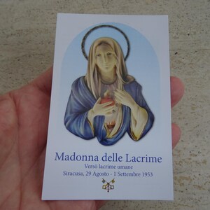 Cartão religioso católico com Santa Maria della Crime de Siracusa. ( T 4 )