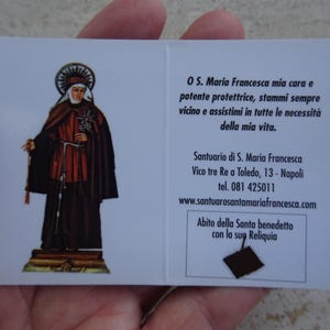 Religieus katholieke kaartschrijn reliekschrijn relikwie van de doek van de Heilige Moeder Sint Maria Francesco.   ( O 35 )