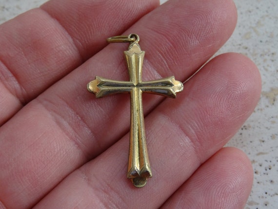 Pendentif Croix Religieuse Catholique Vintage Plaqué Or – Occasion, Origine France