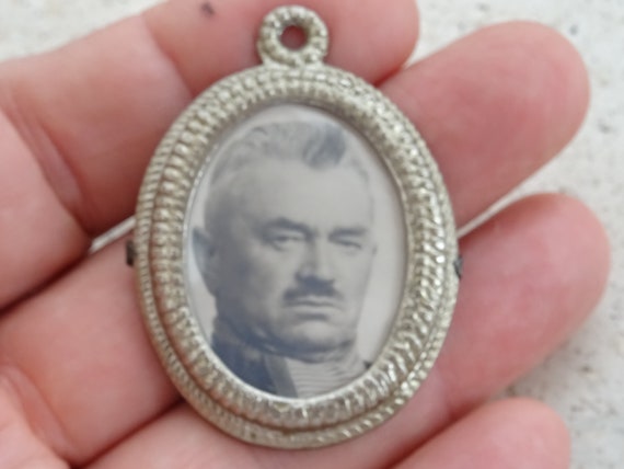 Antique French silver plated photo holder locket … - image 1