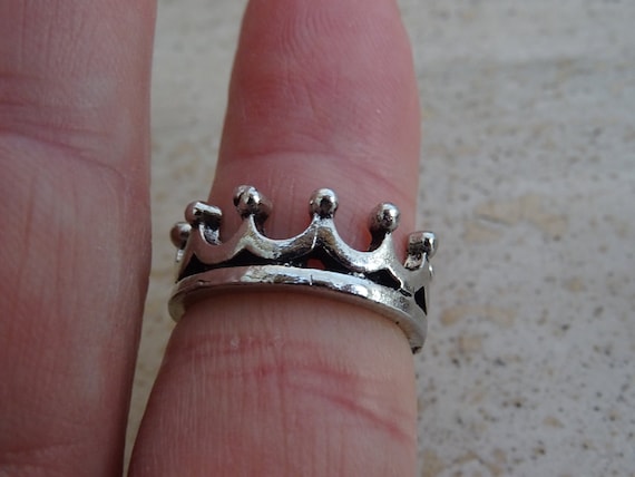 French silver plated ring with crown.  ( A 15 ) - image 1