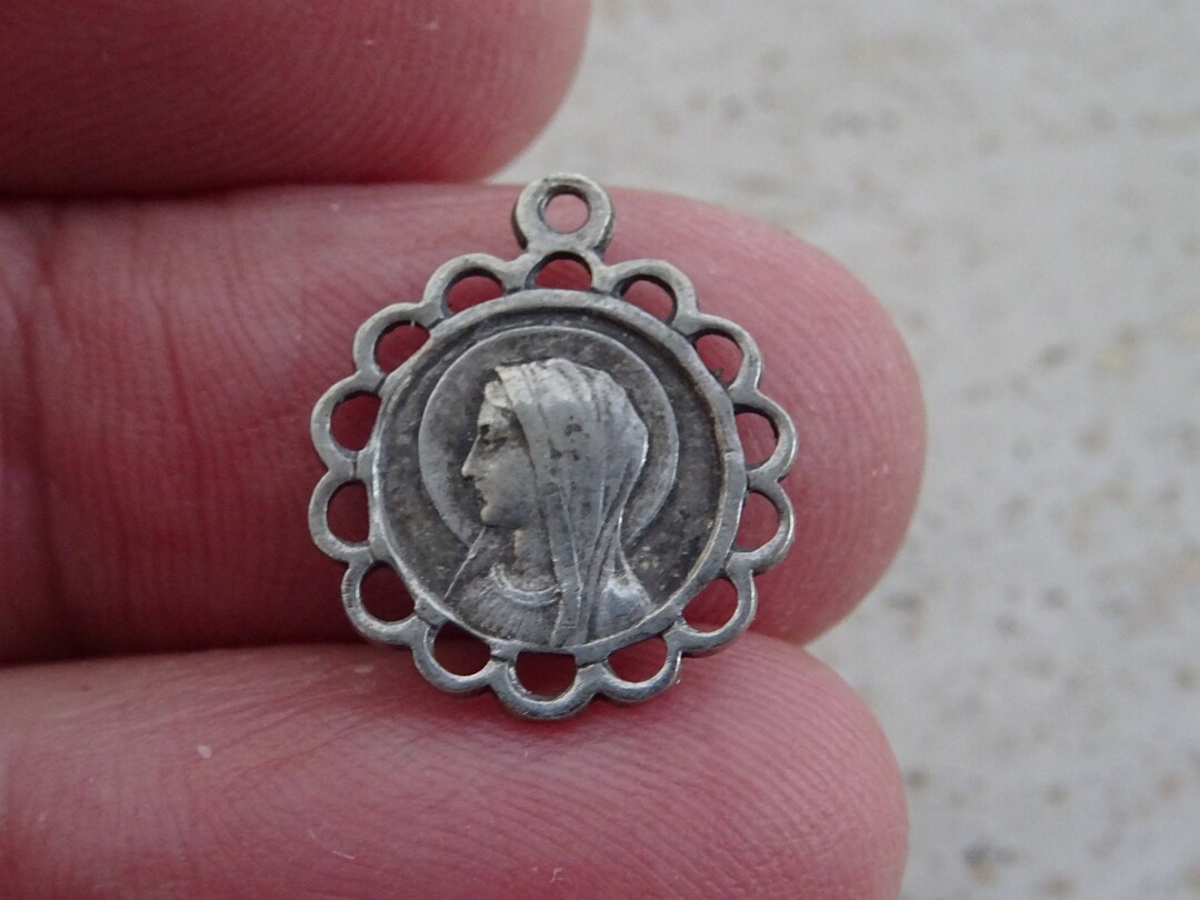 Religious Antique French Silver Plated Catholic Medal Pendant Charm ...