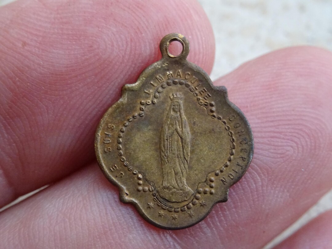 Religious Antique Copper Catholic Medal Pendant Holy Charm Medallion of ...