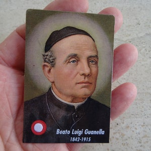 Religiöse katholische Karte Schrein Reliquienreliquie des Tuches des seligen Heiligen Luigi Guanella. ( FF 18 )