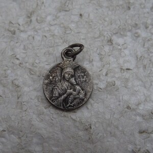 Religious Antique French Catholic Silver Plated Medal Charm Pendant ...